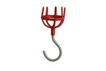 Red plastic grapple hook with metal shaft