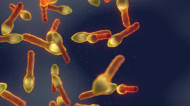 Clostridium botulinum is a rod-shaped bacterium, forming spores and producing deadly neurotoxin causing botulism. Food safety, microbiology, and disease education concept