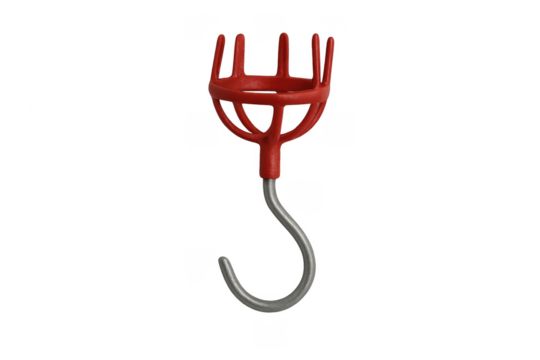 Red plastic grapple hook with metal shaft