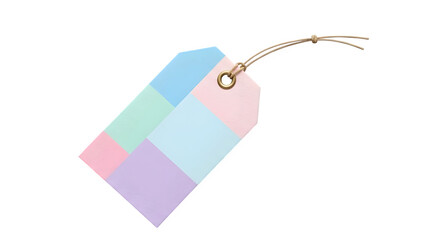 Pastel geometric tag on black background for product labeling and pricing