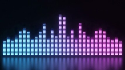 Seamlessly looping digital sound equalizer spectrum bars pulsing and vibrating with vibrant neon blue and pink light vibrating, seamless loop, smooth animation - Powered by Adobe