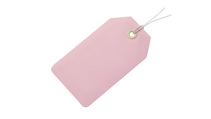 Blank pink tag isolated on black background for price gift or label