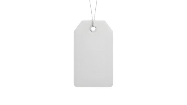 Blank white price tag isolated on black background for mockup design