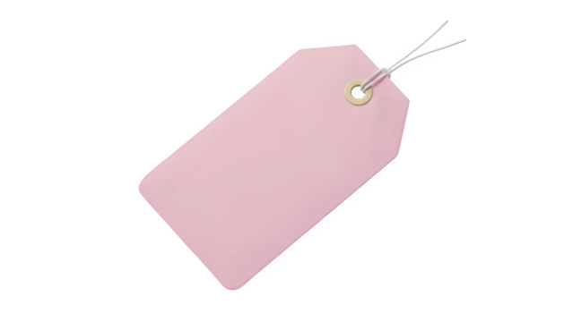 Blank pink tag isolated on black background for price gift or label