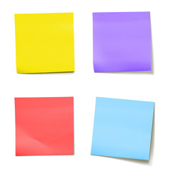 Four Color Sticky Notes Arranged in a Square Layout on transparent Background