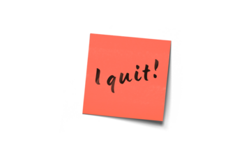 I Quit! Post-It Note With Bold Handwritten Script On Coral Square Card