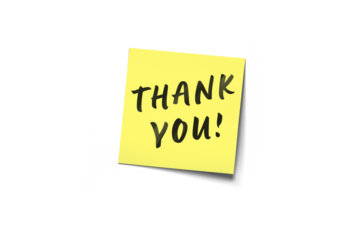 Thank You Handwritten Post-It Note On Yellow Sticky Pad With Gratitude Message
