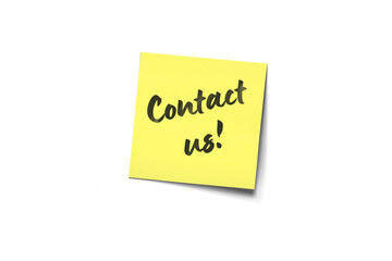 Contact Us Sticky Note in Bright Yellow — Quick Inquiries, Office Communication, and Message Reminder
