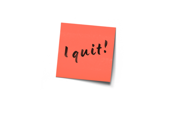 I Quit! Post-It Note With Bold Handwritten Script On Coral Square Card