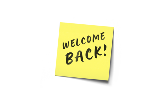 Welcome Back Sticky Note With Bright Yellow Color And Bold Handwritten Text - Powered by Adobe