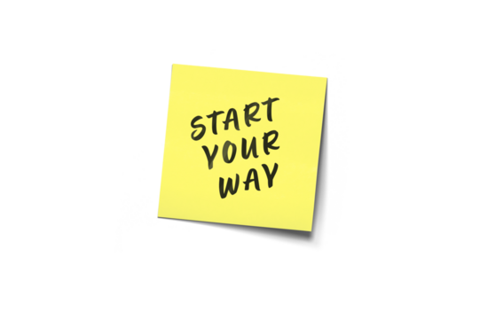 Start Your Way: Motivational Yellow Sticky Note With Bold Handwritten Message For Inspiration