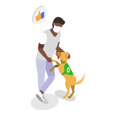 3D Isometric Flat  Illustration of Guide Dogs. Item 1
