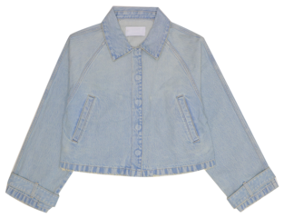 Light blue denim jacket with white stripes isolated on transparent background