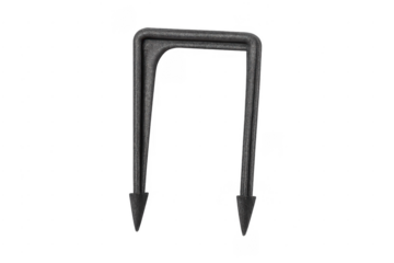 Plastic cable staple for wiring installation on transparent background