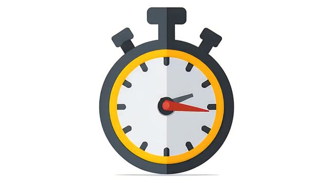 A digital illustration of a stopwatch in a flat design style