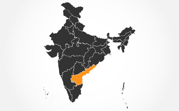 India map with andhra pradesh state highlight stock image, Vector Andhra pradesh state map