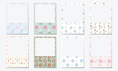 Vector set of pastel floral picture frame 