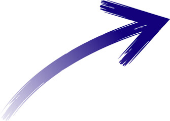 A vibrant blue arrow pointing upwards and to the right isolated on black