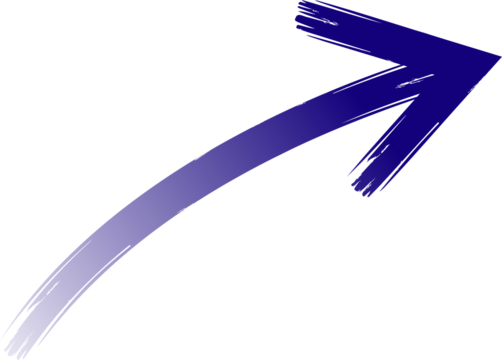 A vibrant blue arrow pointing upwards and to the right isolated on black