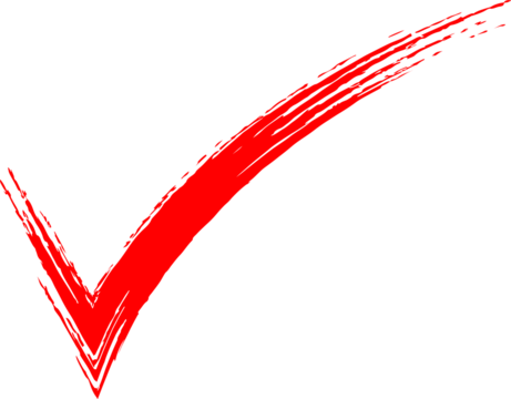 A bold red check mark design isolated against a completely black background