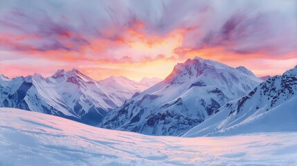 Alpine Sunrise Serenity, The Alpenglow Embrace, Sunset over the mountains