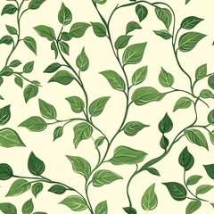Lush leafy vine seamless pattern, flowing botanical foliage