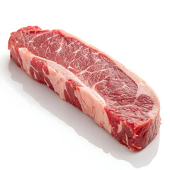 Raw steak strip isolated on white background showcasing fresh beef ingredient ideal for cooking, grilling, recipes,
