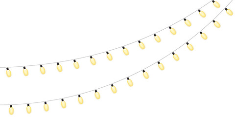 Holiday Lights  &ndash; Yellow String Lights in EPS,  and PNG Formats for Festive Design and Seasonal Decor