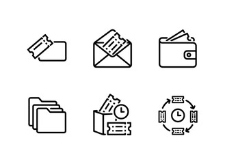 Ticket Holder Ticket Envelope Ticket Wallet Ticket Organizer Ticket Archive Minimal Bold Line Icon Set