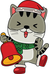 Cartoon Cat character celebrating Christmas