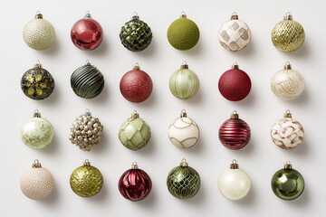 Colorful vintage Christmas glass baubles isolated on black background. Luxury retro holiday decoration balls with shiny and matte texture for new year celebration