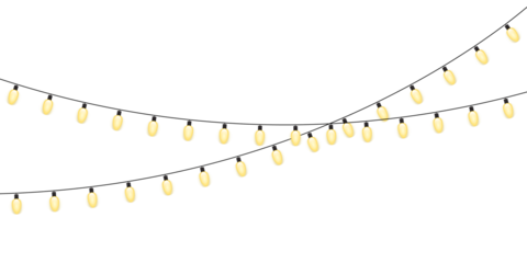 Holiday Lights  – Yellow String Lights in EPS,  and PNG Formats for Festive Design and Seasonal Decor