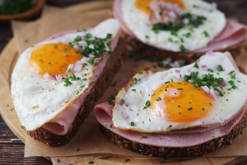 The Strammer Max sandwich, traditional dish in Germany Berlin and Saxon region