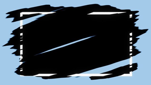 Animated grunge video frame with rough brush details and white borders, can be used as graphic element on videos or separate into unique frames 