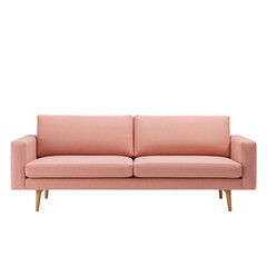 Fototapeta premium Cozy Pink Sofa With Wooden Legs for Stylish Living Room Decor