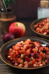 A bowl with traditional Rosolli salad, Finnish cuisine	