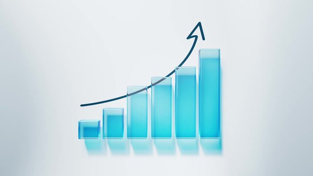 Blue chart bars rising animation. Abstract graph for growing business concept. Successful investment strategy.