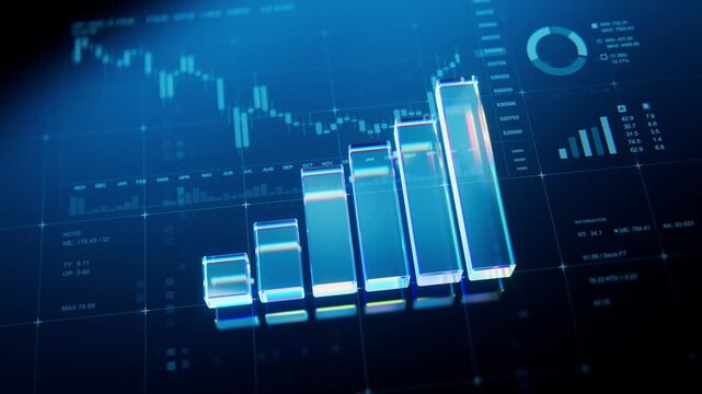 Chart bars rising animation. Business growth graph concept. Income rising diagram. Value increasing strategy.