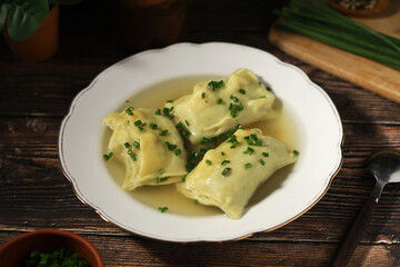 German Swabian dish - Maultaschen in broth