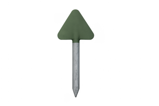 Green directional arrow pointer pointing up on transparent background