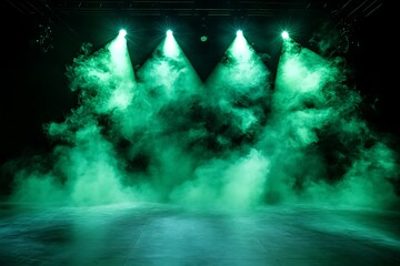Stage atmosphere enhanced with glowing green haze high resolution picture