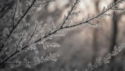 Icy branches glisten in the winter sunlight, creating a frosty scene.