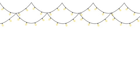 Holiday Lights 9 &ndash; Scalloped String of Yellow Bulbs in EPS,  and PNG Formats for Festive Design and Seasonal Decor