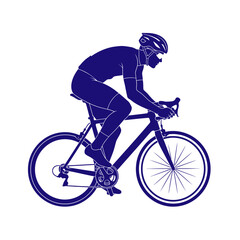 Fototapeta premium Silhouette of a cyclist in motion conveying speed and determination on a road race cycling activity