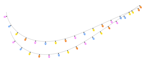 Holiday Lights 10 – Curved String of Multicolor Bulbs in EPS,  and PNG Formats for Festive Design and Seasonal Decor