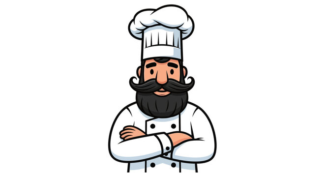 Cartoon chef with confident pose showcasing culinary expertise and professionalism