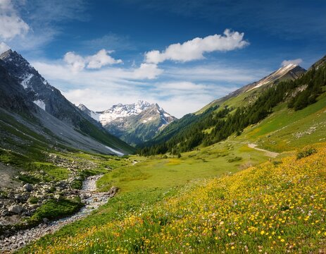 alpine valley landscape - Powered by Adobe