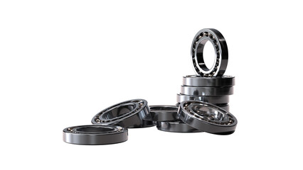 Scattered pile of metallic ball bearings with polished surfaces. Mechanical components emphasize friction reduction, load support, and precision in industrial motion systems.