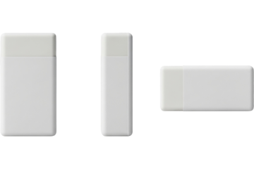 White Rectangular Eraser Mockup Set Showing Front Side And Top Views Isolated On White Background Minimalist Rubber For School And Office Stationery Design