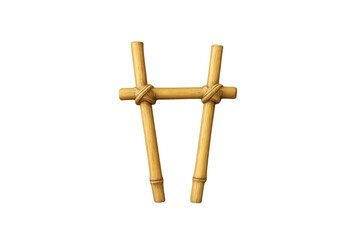 Bamboo wood letter h shape construction on transparent background